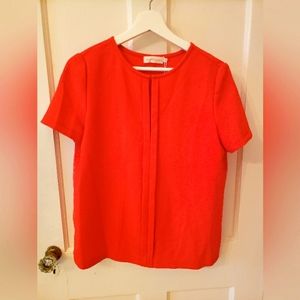 Tory Burch Blouse Brilliant Orange with Texture & Detail